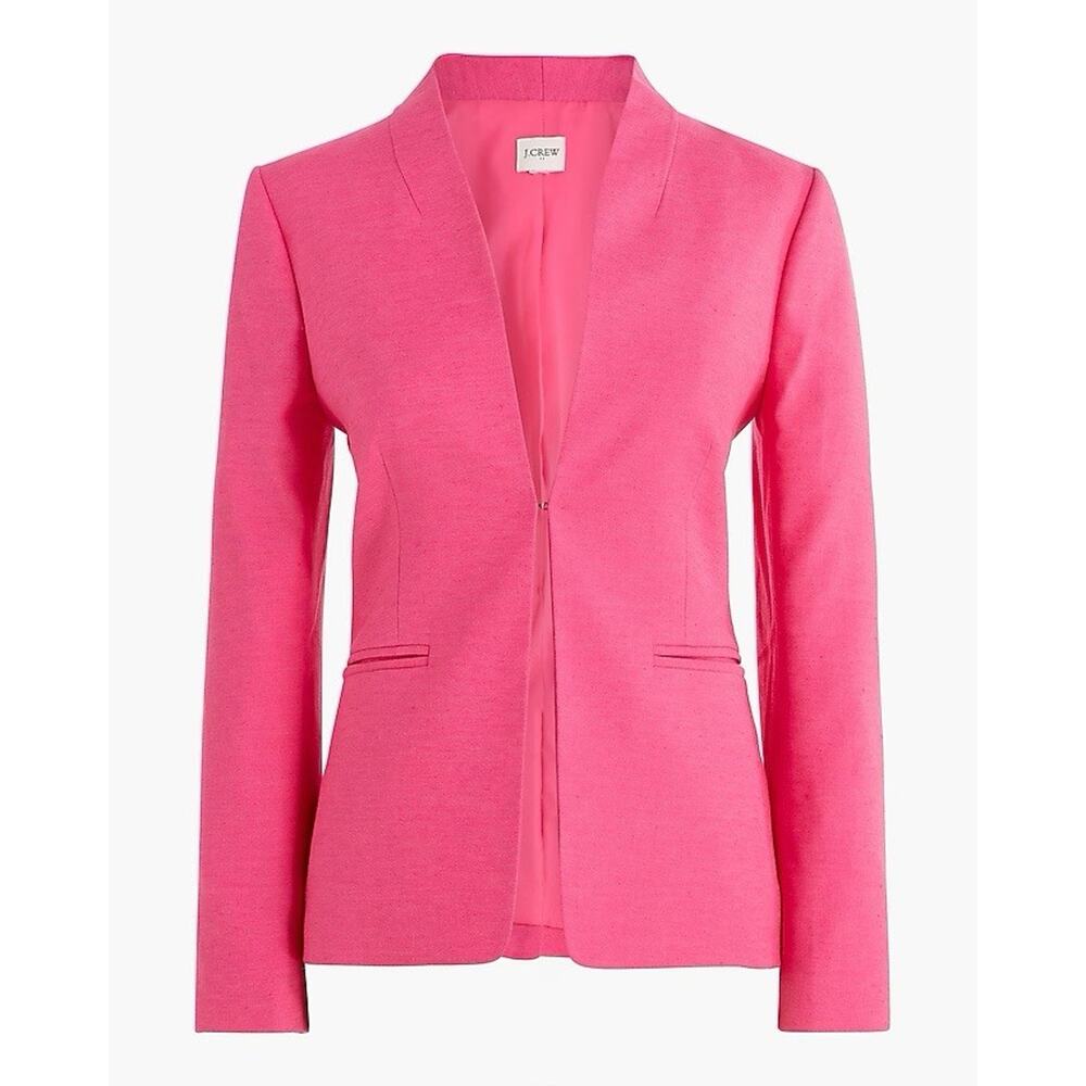 J Crew Broadway Blazer Hot‎ Pink Linen Blend Preppy Career Office Womens 12